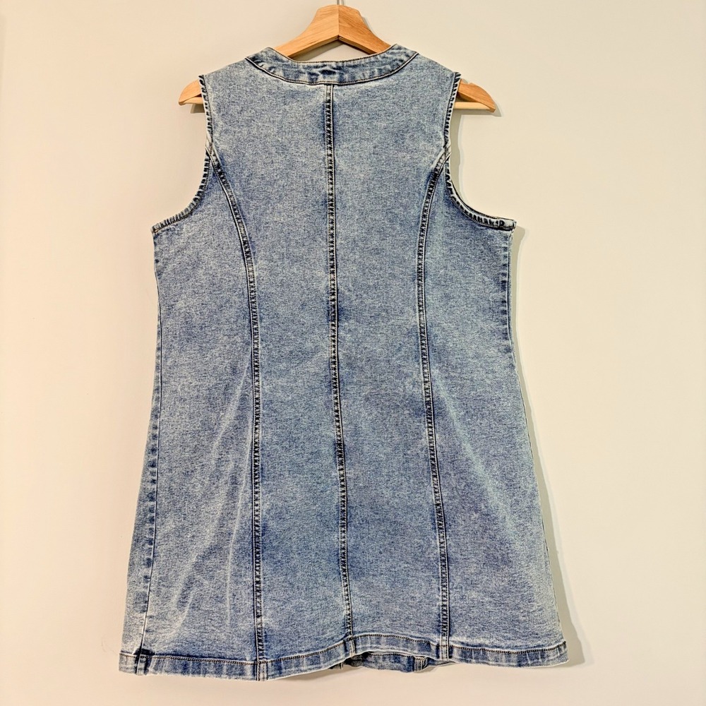 FRYE Light Wash Denim Sleeveless Button Front Jean Mini Dress Women's Size L - Picture 5 of 5